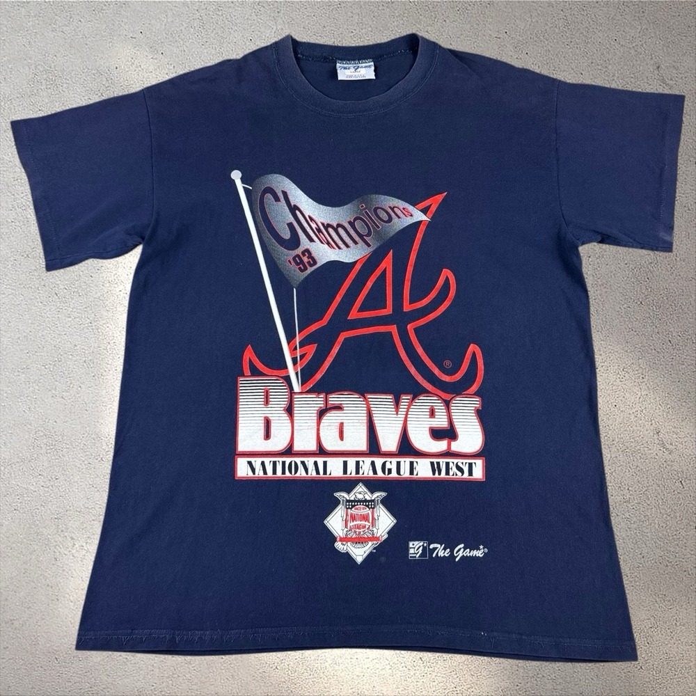 Vintage Atlanta Braves Shirt Large USA 93 NL West Champs MLB 90s